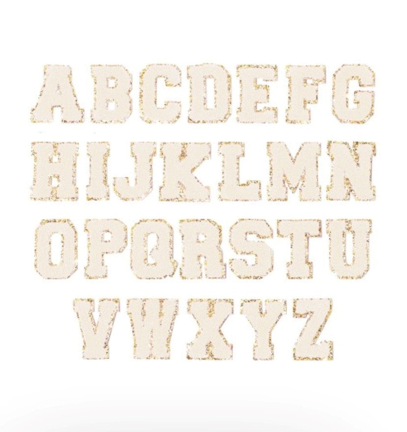 Creme Gold Glitter Varsity Letter Patch