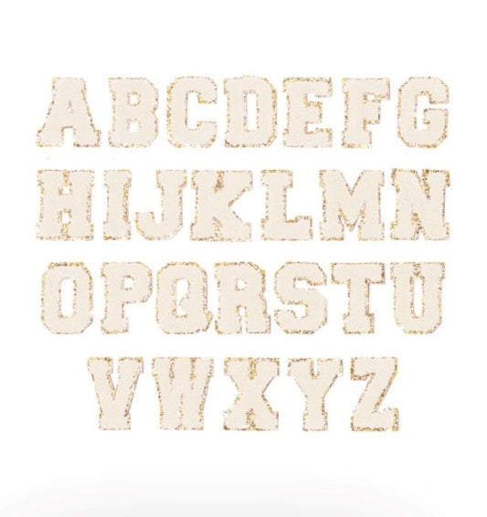 Creme Gold Glitter Varsity Letter Patch